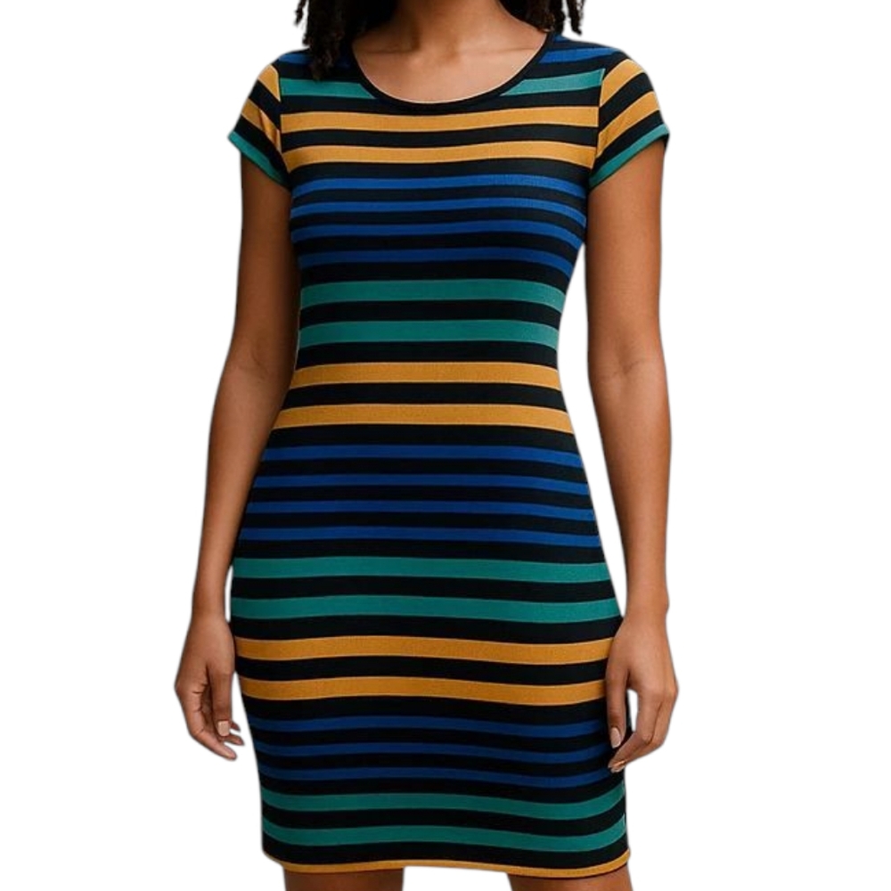 🍁 3/$15 BeBop Striped BodyCon Mini Dress Medium